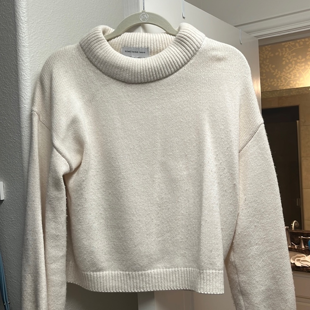 Something Navy white sweater
